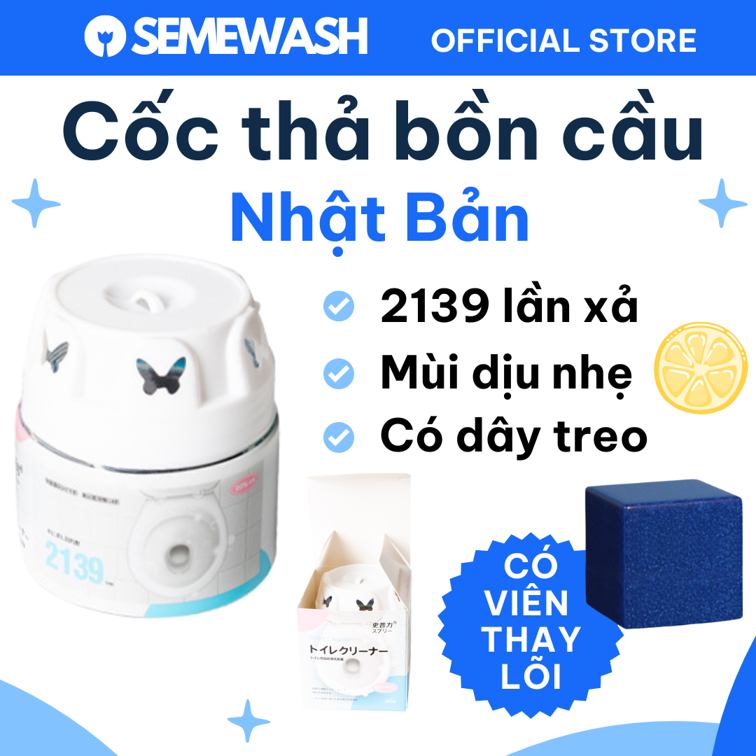Lọ thả bồn cầu Nhật Bản viên thả bồn cầu toilet cục cốc thả sáp diệt khuẩn xả khử mùi Semewash