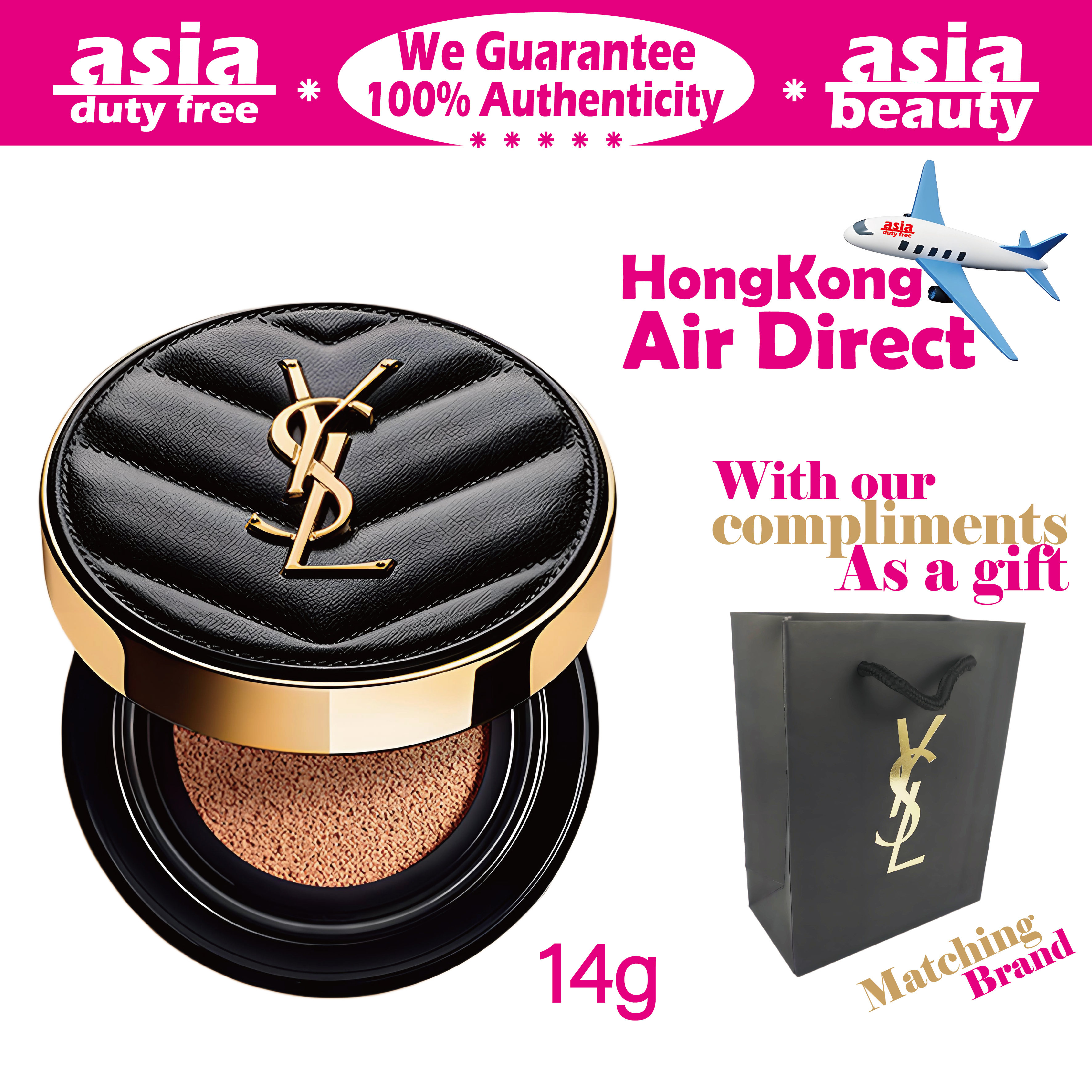  【YSL Kem nền dạng phấn nắp da 14g #10 #20 Che khuyết điểm lâu trôi chống nắng Phấn Nền YSL Kem Nền YSL Cho Da Dầu Lì Không Trôi Matt Finish Son Môi Mỹ Phẩm Cao Cấp Quà Tặng 