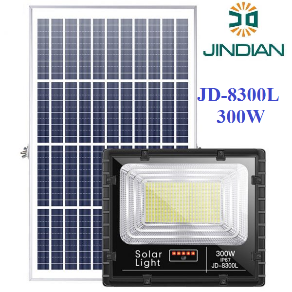 Đèn Năng Lượng Mặt Trời 300W JINDIAN JD8300L - Model 2021 | BẢO HÀNH 2 NĂM | Thời gian chiếu sáng 10-12h, có điều khiển từ xa. Tiết kiệm điện năng, an toàn khi sử dụng