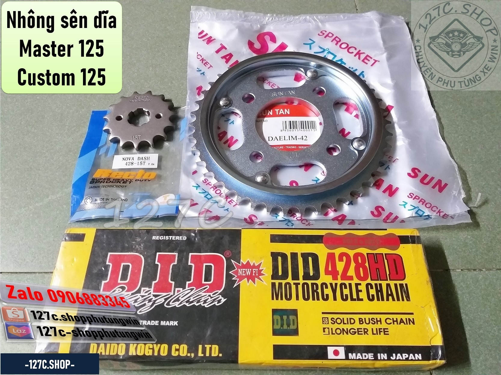 Nhông sên dĩa / nhông xích dĩa master 125 custom 125