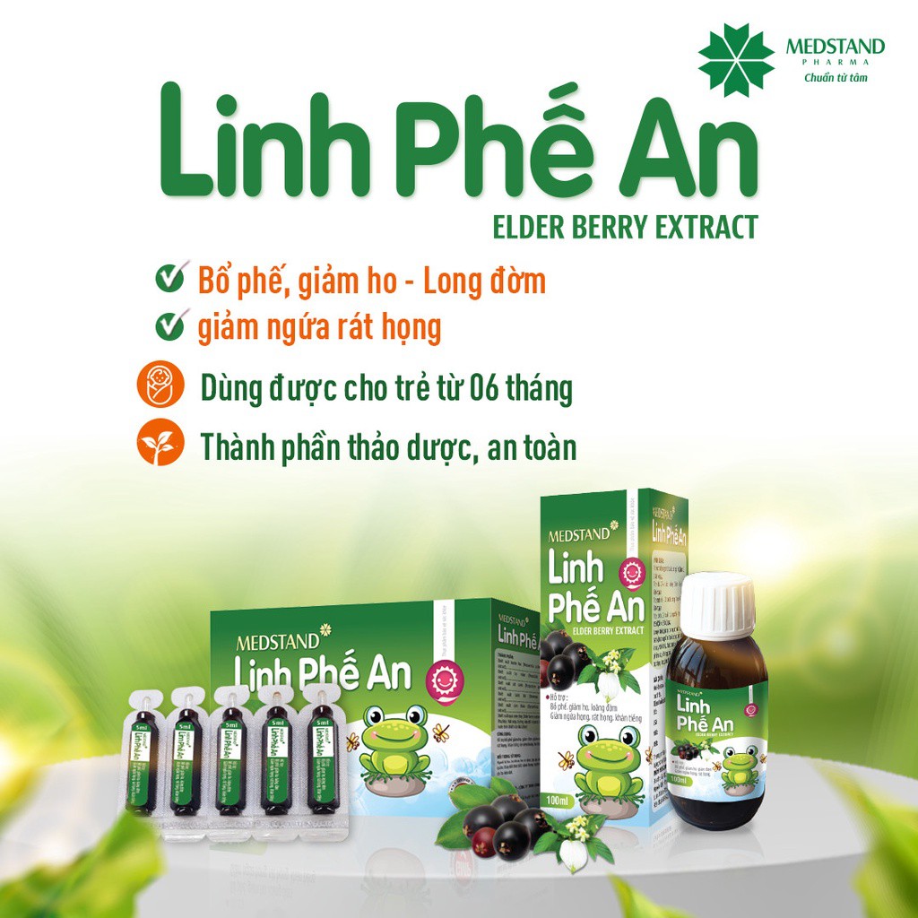 Siro ho thảo dược Linh Phế An, giảm ho,long đờm, bổ phế hộp 20 ống, lọ 100ml
