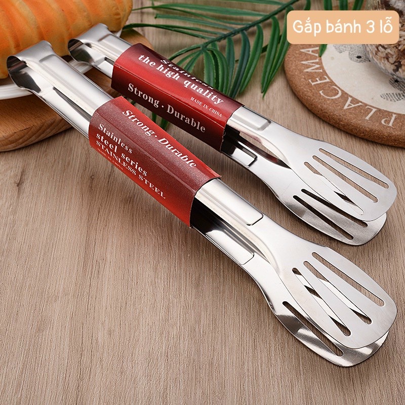 Dụng cụ gắp đá- gắp thức ăn inox bền đẹp kẹp lật thức ăn nhỏ gọn tiện lợi