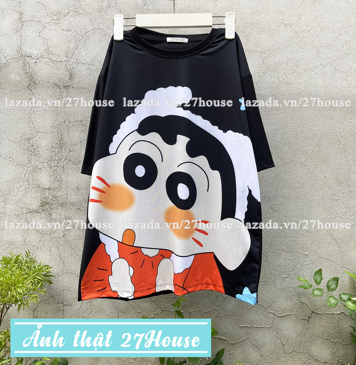 Áo thun unisex hoạt hình cute Áo phông báo hồng phom rộng tay lỡ freesize 65kg