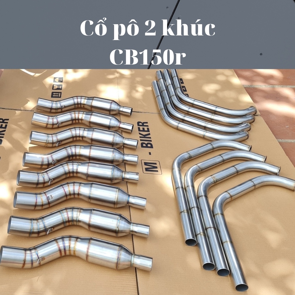 Cổ pô 2 khúc cb150r inox 304, cổ bô 2 khúc bầu hơi xe cb150r 2017 - 2022