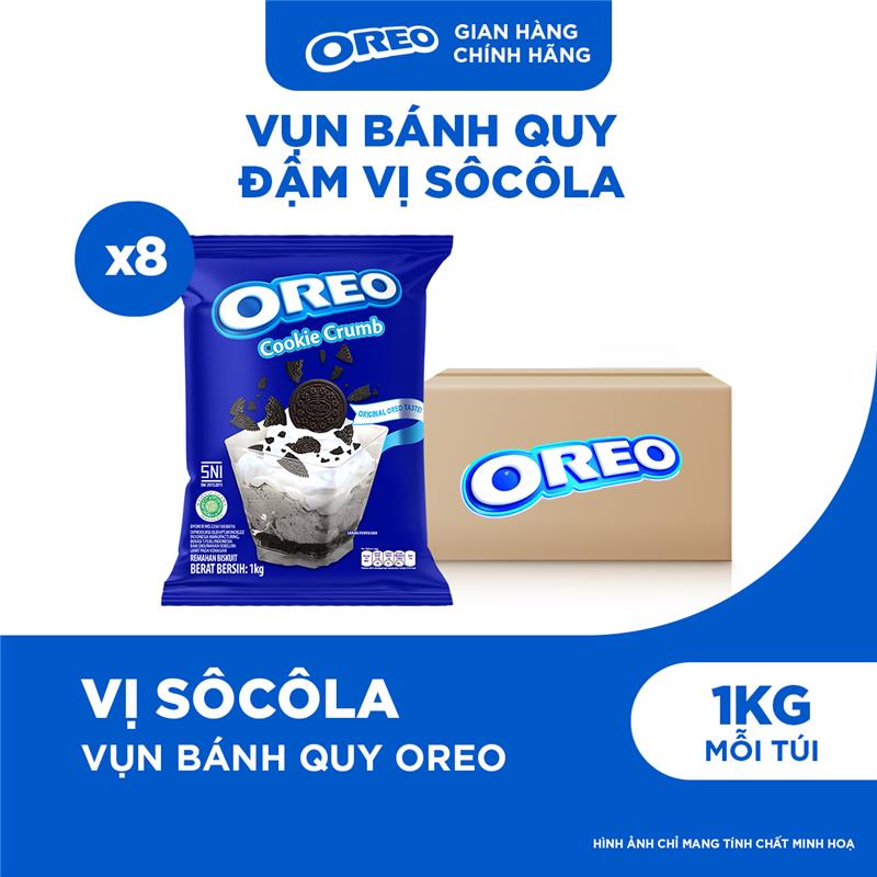 Thùng 8 Túi Vụn Bánh Quy OREO Crumb Nguyên Chất Dùng Làm Trang Trí Và Pha Chế 1kg