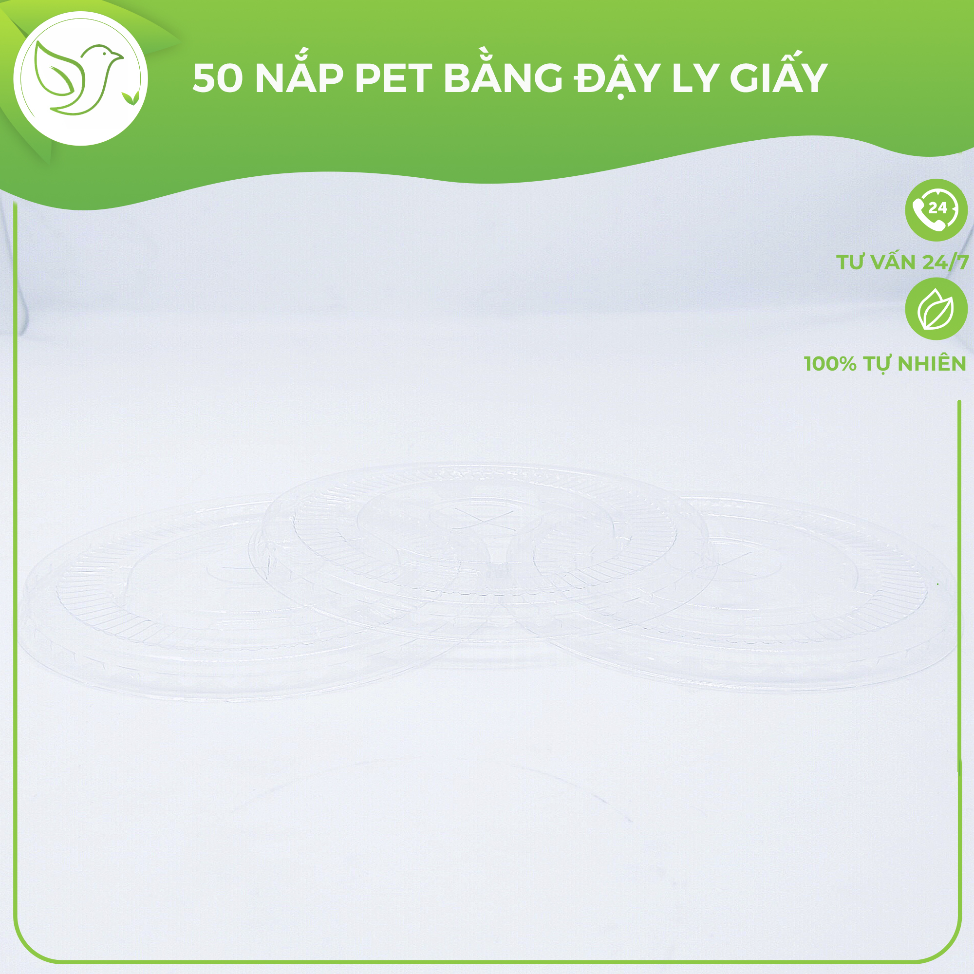 50 Nắp bằng nhựa PET ly cafe, trà sữa cao cấp