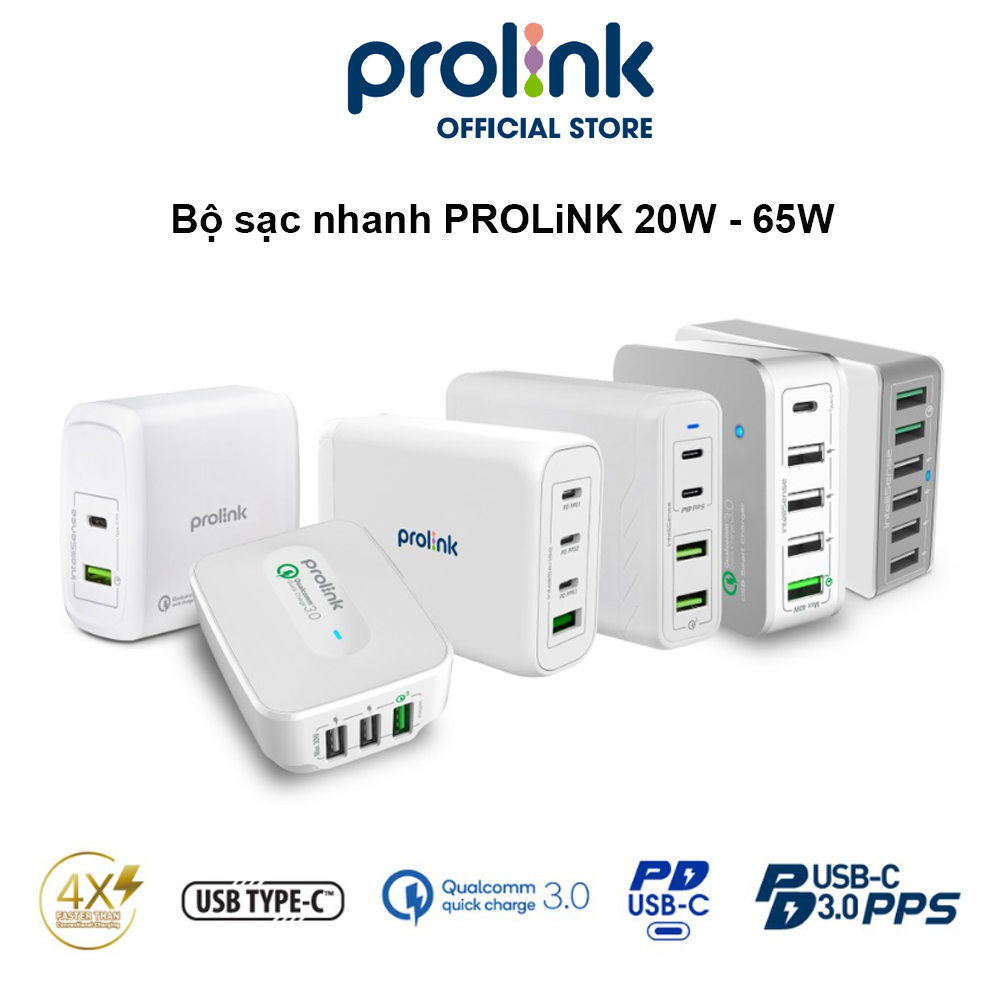 Củ sạc nhanh PROLiNK chuẩn USB 3.0, nhiều cổng dùng cho Điện thoại, iPad, Macbook, Nintendo Switch