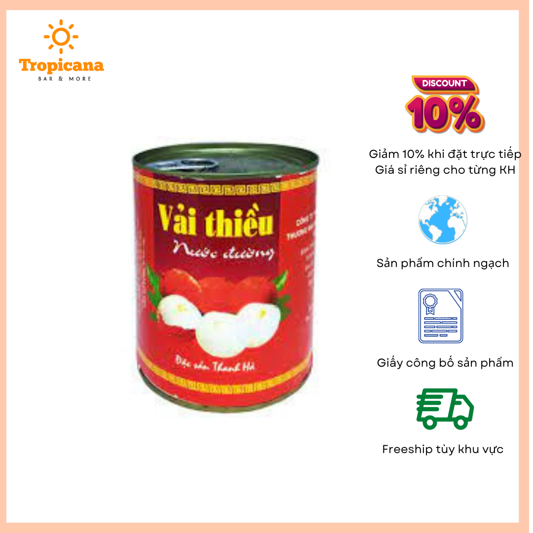 Vải ngâm thanh hà - lon 565gr