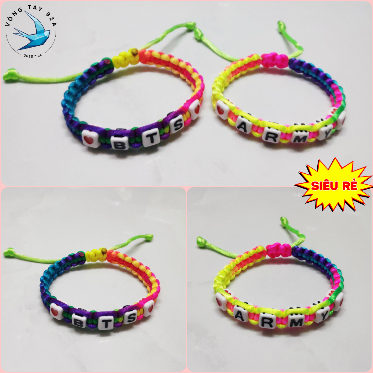 Vòng đeo tay handmade bts army giá rẻ