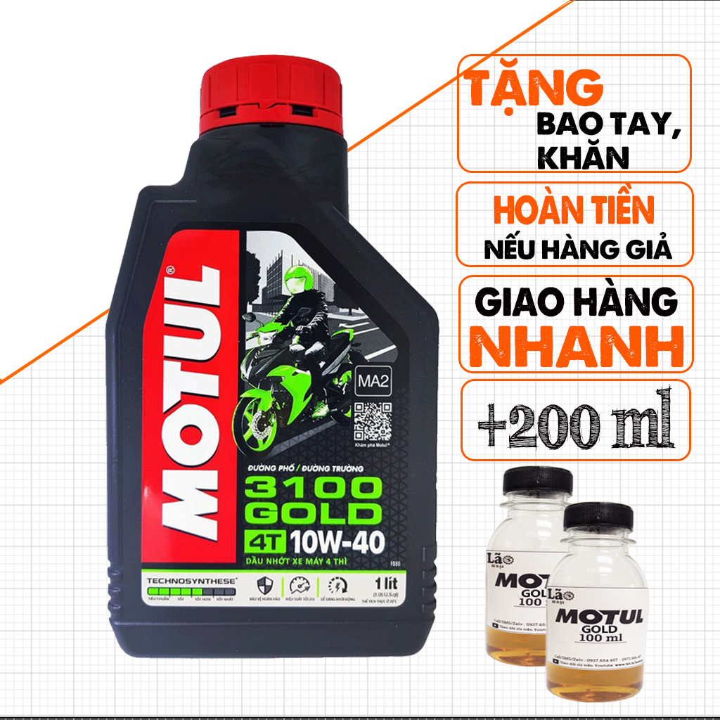 Bán 1.2 Lít Nhớt Xe Máy Motul 3100 Gold 10W40, Dầu Tổng Hợp Theo Công Nghệ Pháp, Có Tem QR Kiểm Tra, Máy Êm, Bốc, 1500Km Lần Thay