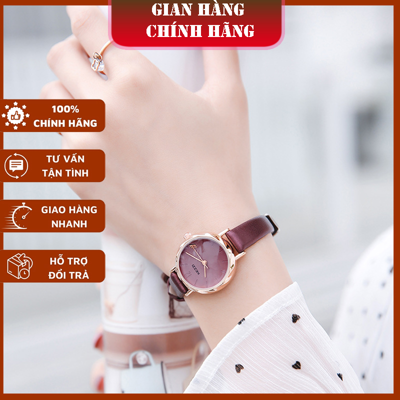 Đồng hồ nữ KEZZI dây da cao cấp - Thiết kế mặt đồng hồ nhỏ xinh nữ tính