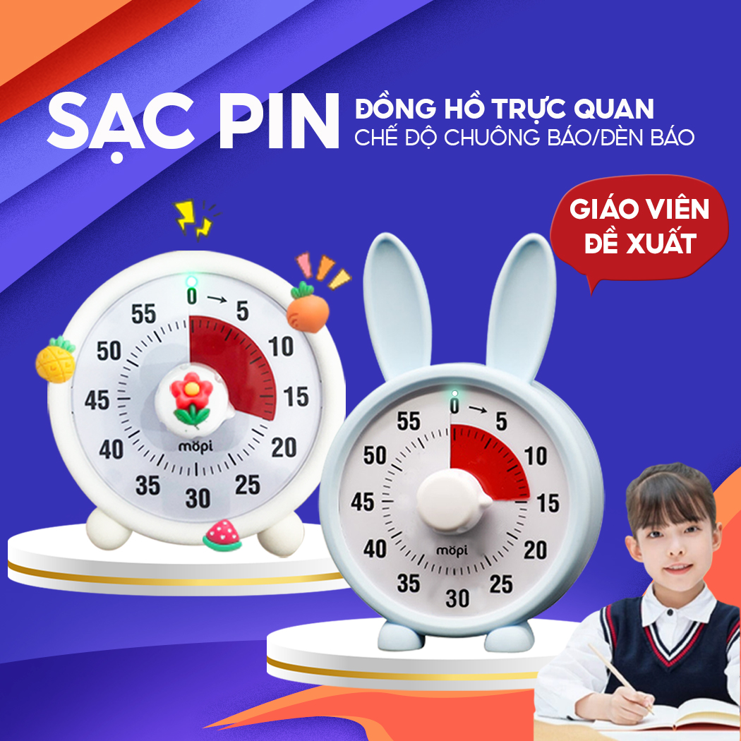 Đồng hồ Pomodoro bấm giờ học tập, mopi timer MP038 đếm ngược tập trung cho bé, đồng hồ hẹn giờ mini đa năng
