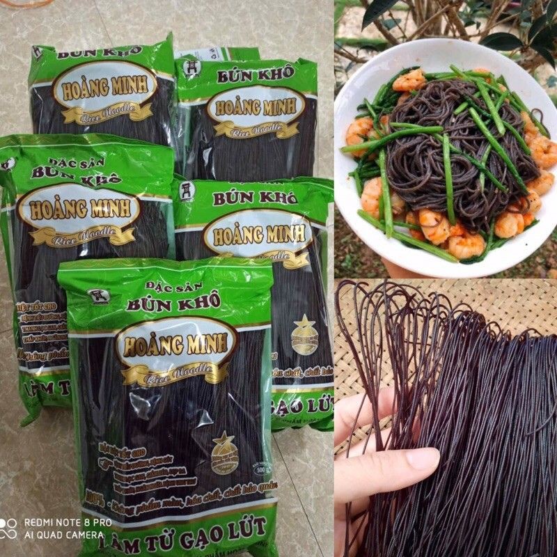 500g Bún/Phở gạo lứt đen nguyên cám healthy/eatclean