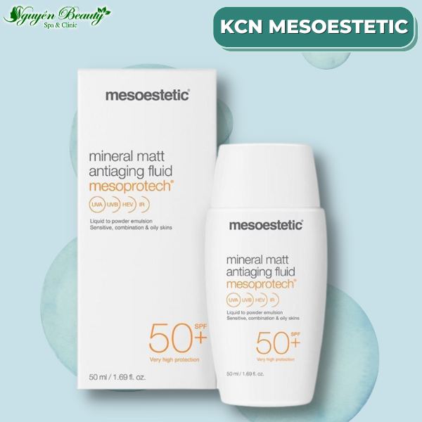 Kem Chống Nắng Mesoestetic Mineral Matt Antiaging Fluid SPF50 50ml Lành Tính, Không Nhờn Rít