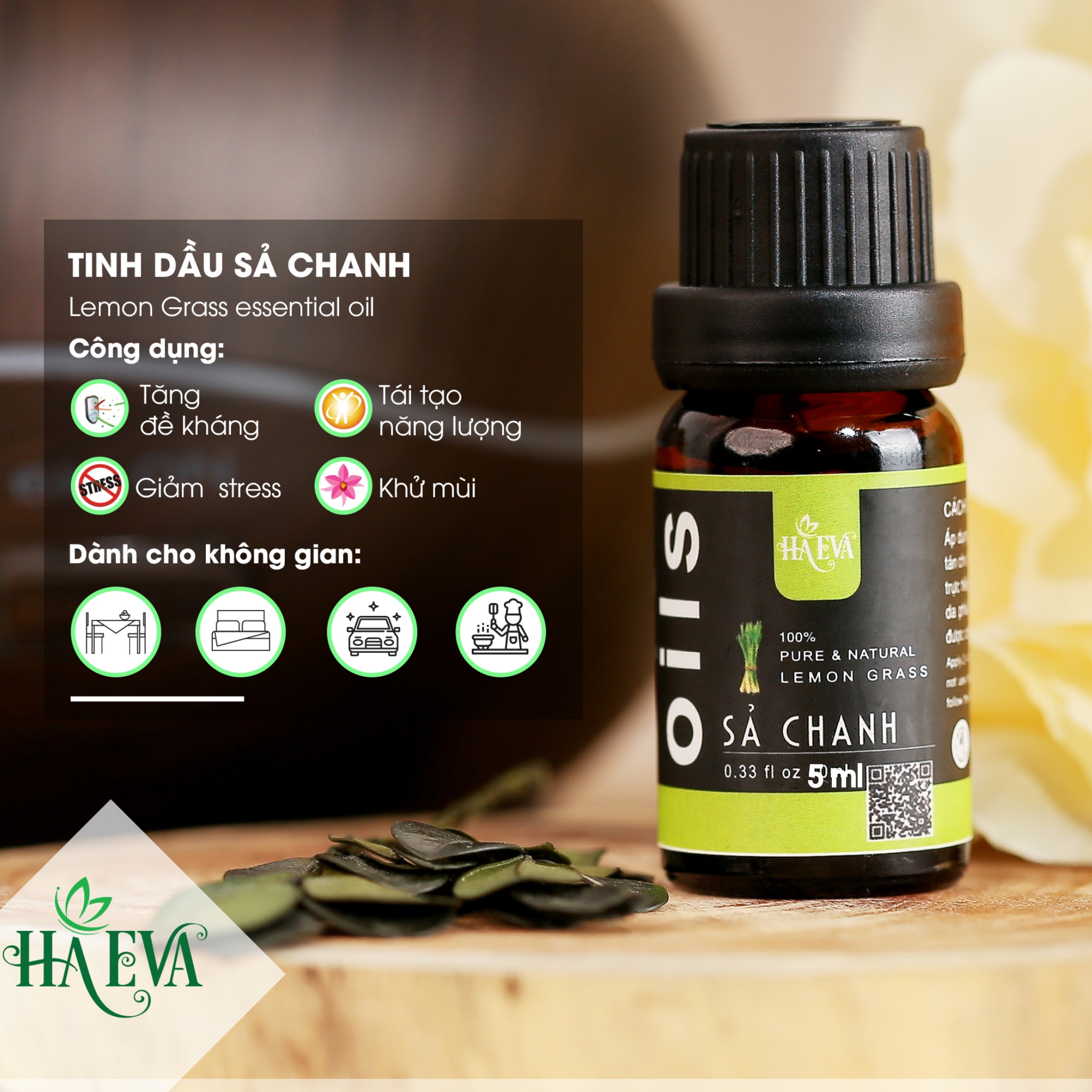 [HCM]Tinh Dầu Thiên Nhiên HaEva hương Sả Chanh 5ml