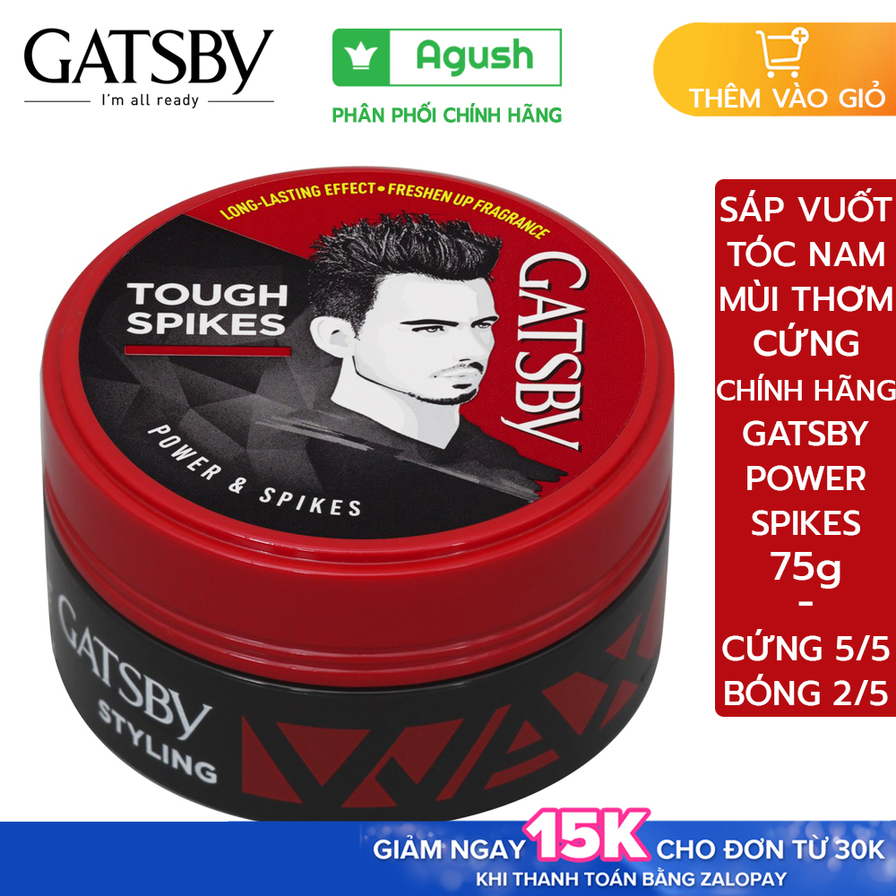 Sáp vuốt tóc nam nữ thơm tạo kiểu cứng giữ nếp lâu chính hãng nhật bản Gatsby Styling Wax Power & Spikes hộp 75g màu đỏ vuốt tóc khô ít bóng tóc bôi tạo nếp tóc gốc nước không bết dính dễ rửa sạch giá rẻ