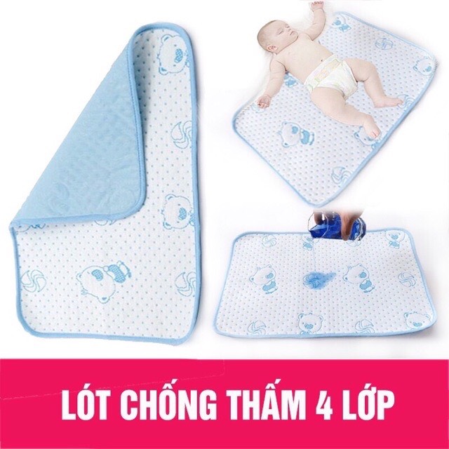 TẤM LÓT CHỐNG THẤM 4 LỚP CHO BÉ SƠ SINH 50x70cm