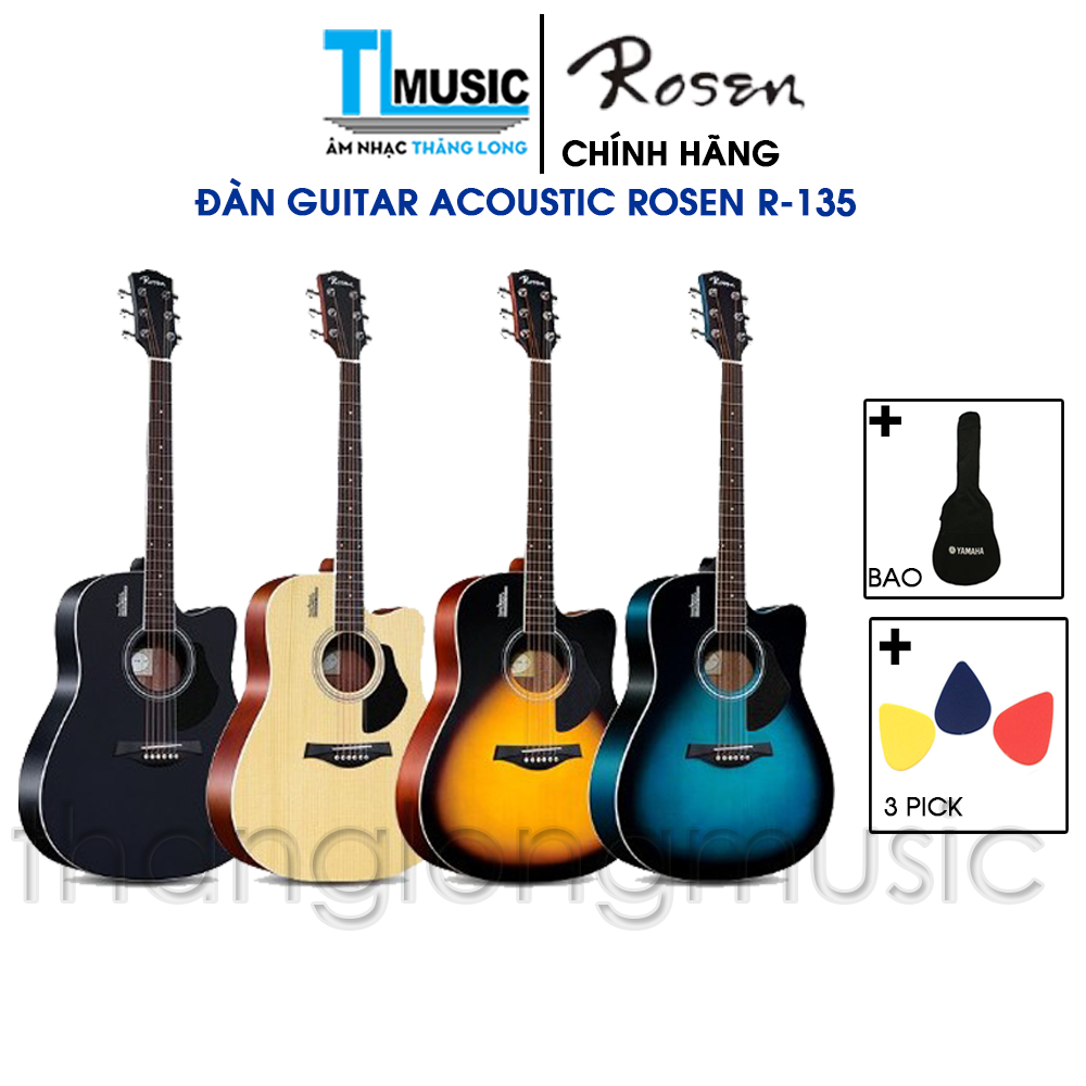 [Chính Hãng] Đàn Guitar Acoustic Rosen R135 - Acoustic Guitar Rosen R-135 (Tặng Kèm Bao và Pick Gảy) - Thăng Long Music