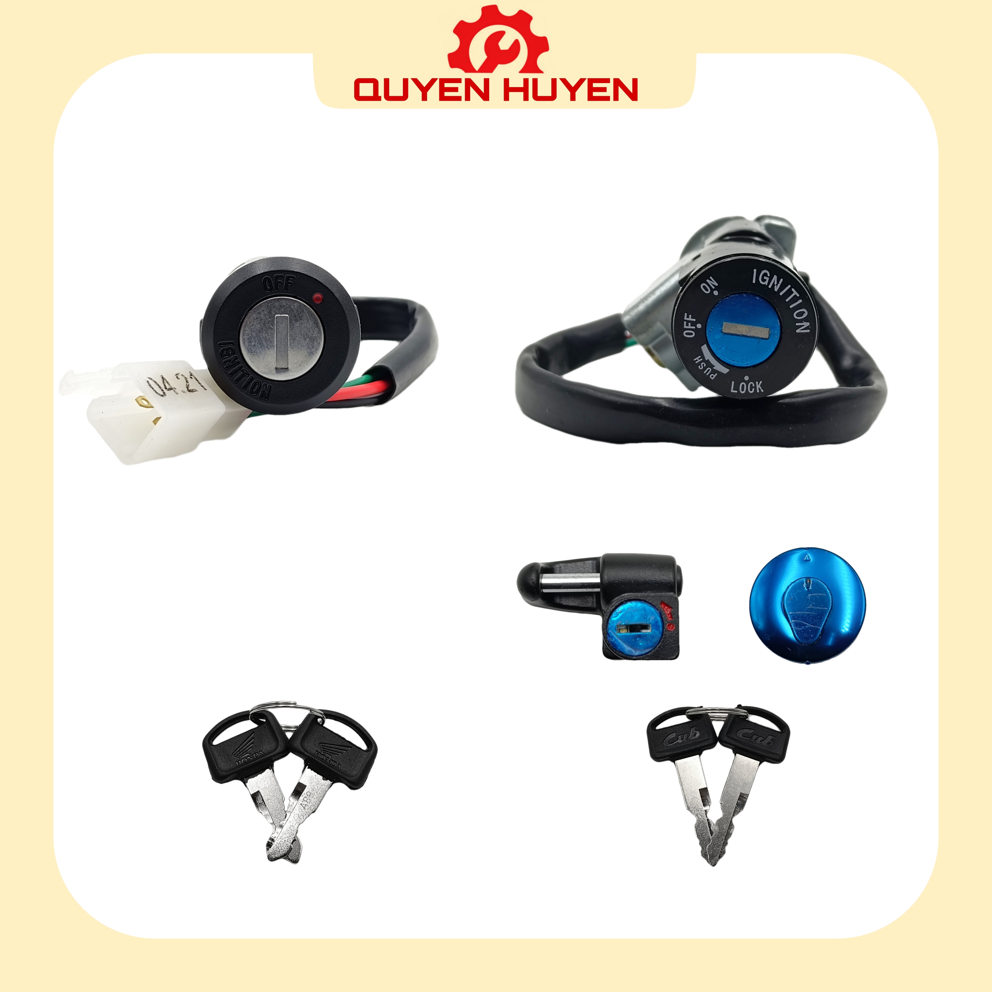 Bộ Ổ khoá xe máy Cub 81, 82, DD - Cub đời mới - Chất lượng cao