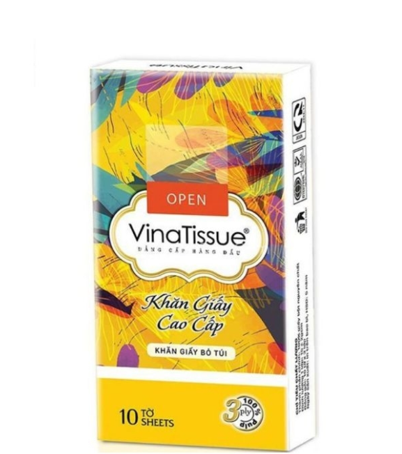 Khăn giấy bỏ túi tiện dụng Vinatissue. 1 lốc gồm 10 gói nhỏ x 10 tờ