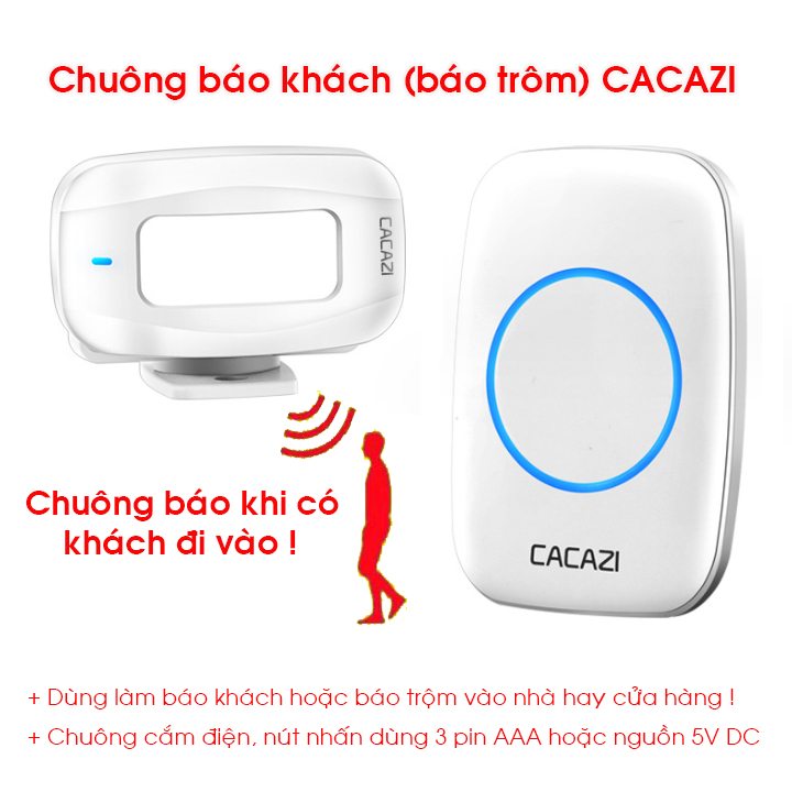 Chuông cửa không dây báo Khách, báo động, chống trộm, cho gia đình, cửa hàng CACAZI M10