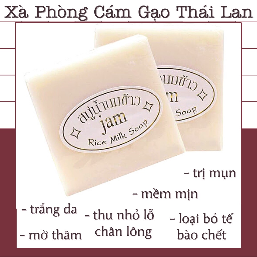 1 bánh xà phòng cám gạo thái lan jam rice milk soap 65gr