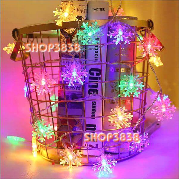 Lựa nguồndây đèn led bông tuyết dài 6m - 40 bóng nhiều màu lung linh