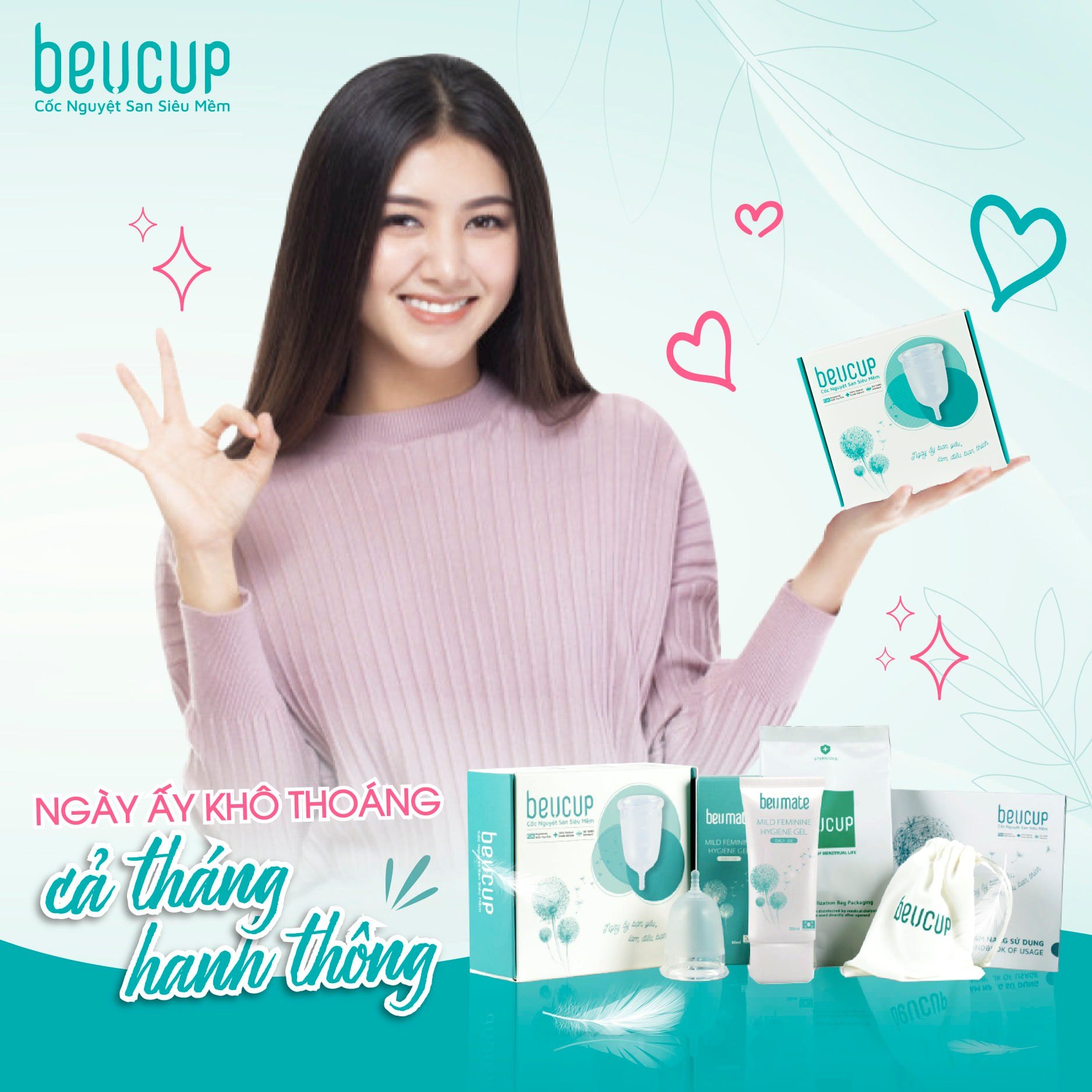 Combo 1 bộ cốc nguyệt san beucup silicol siêu mềm và 1 dung dịch vệ sinh phụ nữ.