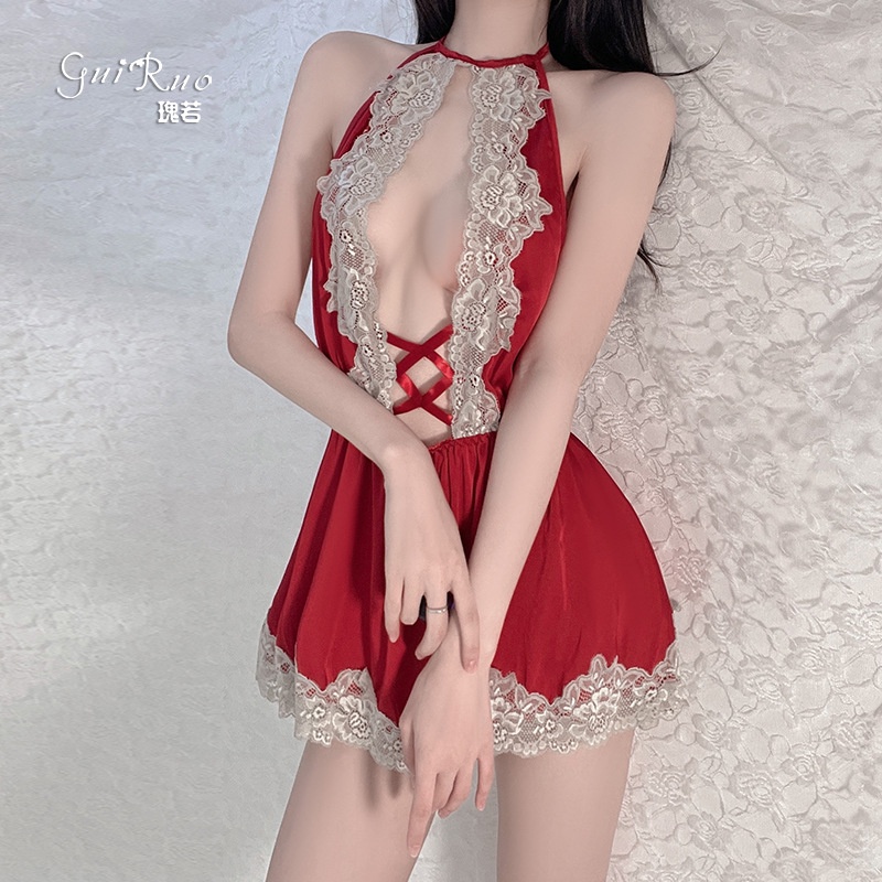 Đầm ngủ 2 dây phối ren gợi cảm 5115