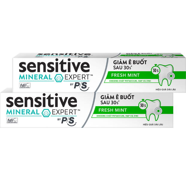 Combo 2 kem đánh răng p/s sensitive fresh mint cho hơi thở thơm mát và làm dịu cơn ê buốt hộp 100g
