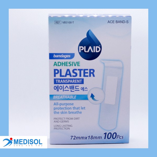 Băng Keo Cá Nhân Trong Suốt ACE Band-S - Băng Dán Có Chứa Benzalkonium (hộp 100 miếng)