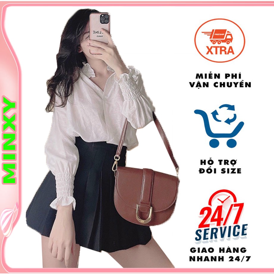 Áo sơ mi trắng tiểu thơ xinh cực,Chất tằm tơ mềm mặc nhẹ nhàng thích lắm ạ