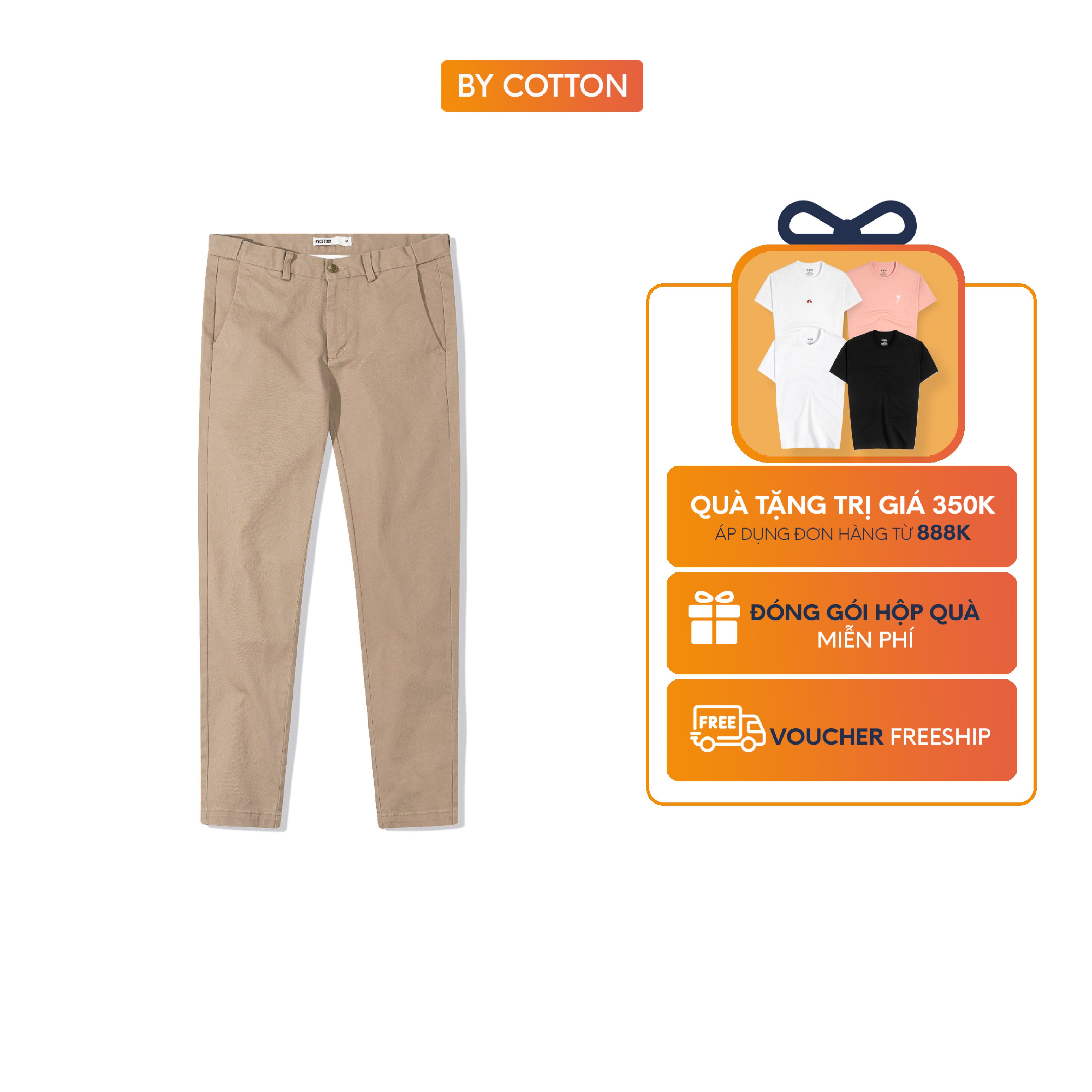 Quần Kaki Dài Nam Màu Nâu Cao Cấp Chinos Brown 2.0 BY COTTON