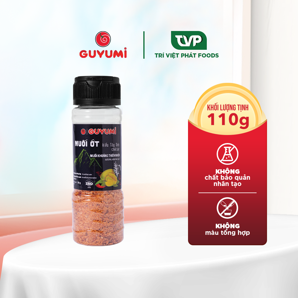 Muối ớt kiểu Tây Ninh Guyumi 110g được làm từ muối khoáng dùng chấm trái cây rau củ bánh tráng trộn tẩm ướp