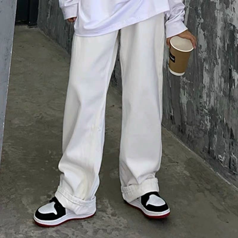 Quần Baggy Nam Ống Rộng - Màu Trắng phong cách - Quần Jean Nam Hàn Quốc