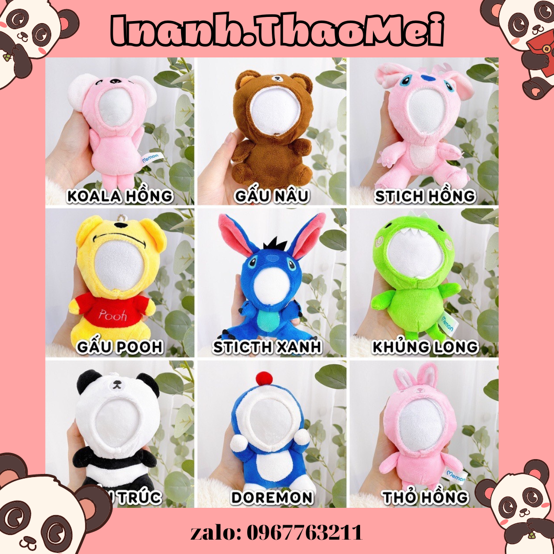 Gấu Bông In Ảnh Cao Cấp, Móc khóa ghép ảnh mặt siêu dễ thương