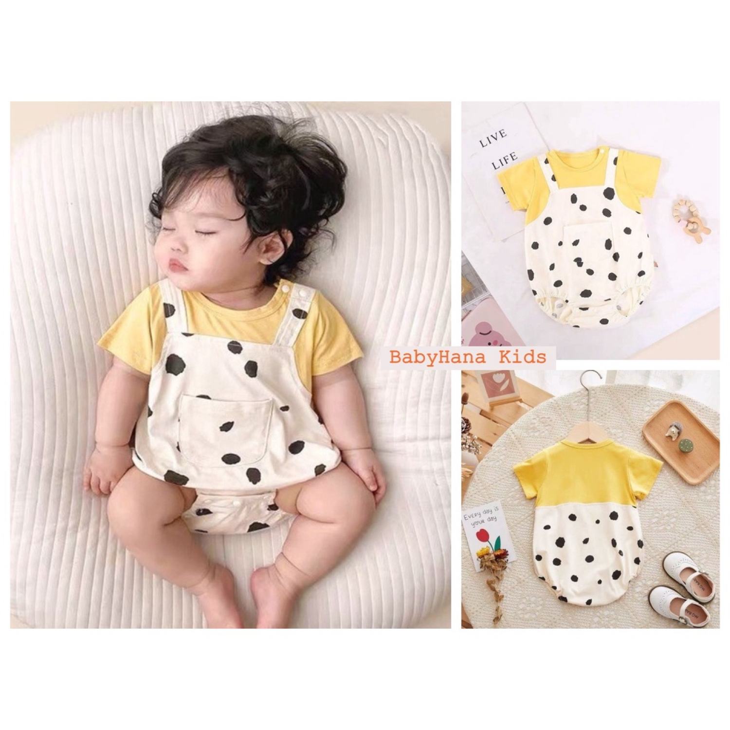 Bodysuit cho bé chất thun lạnh mẫu body chip yếm họa tiết dễ thương từ 3-12kg