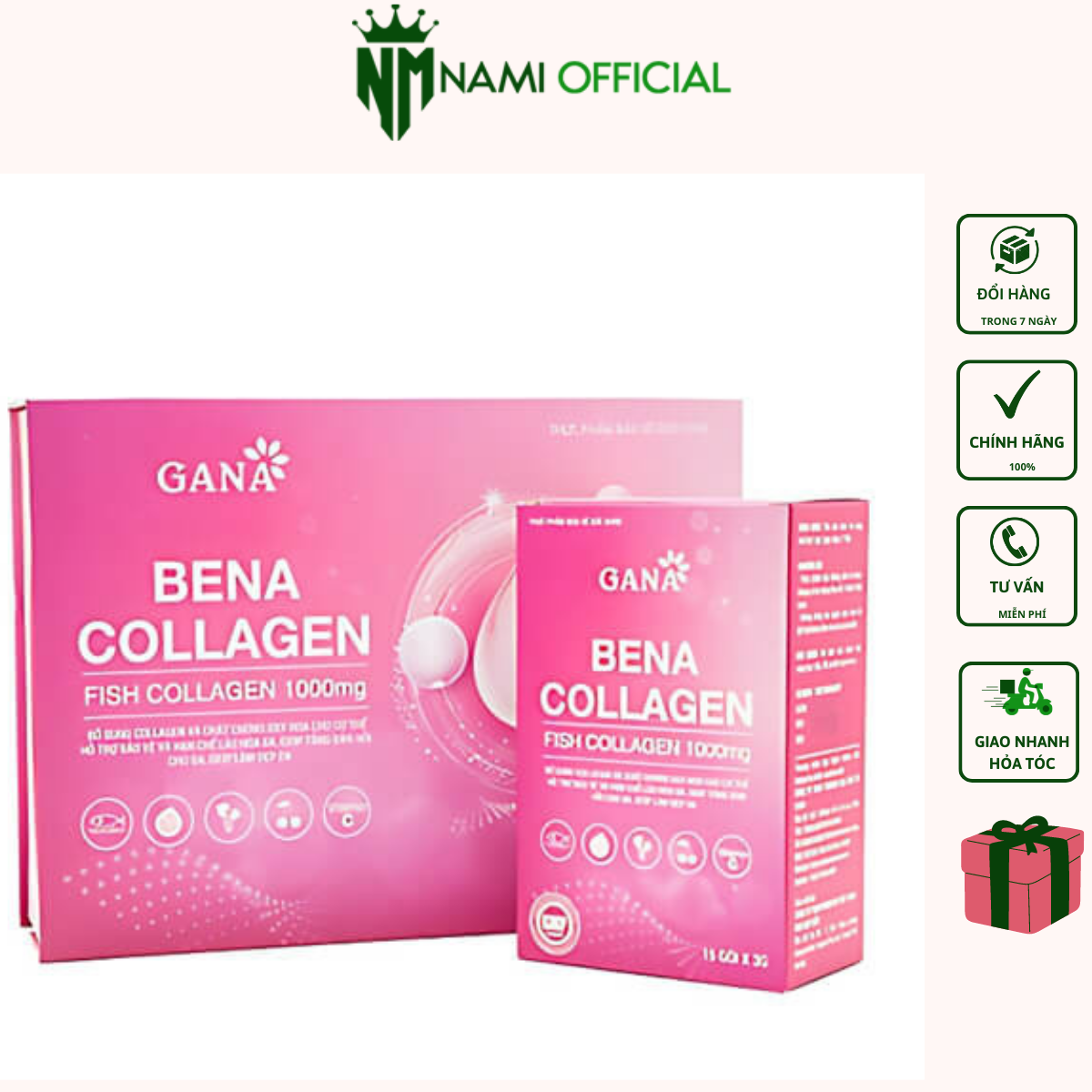 Bena Collagen Gana giúp bổ sung collagen thủy phân chống lại quá trình lão hoá(hộp 30 gói)