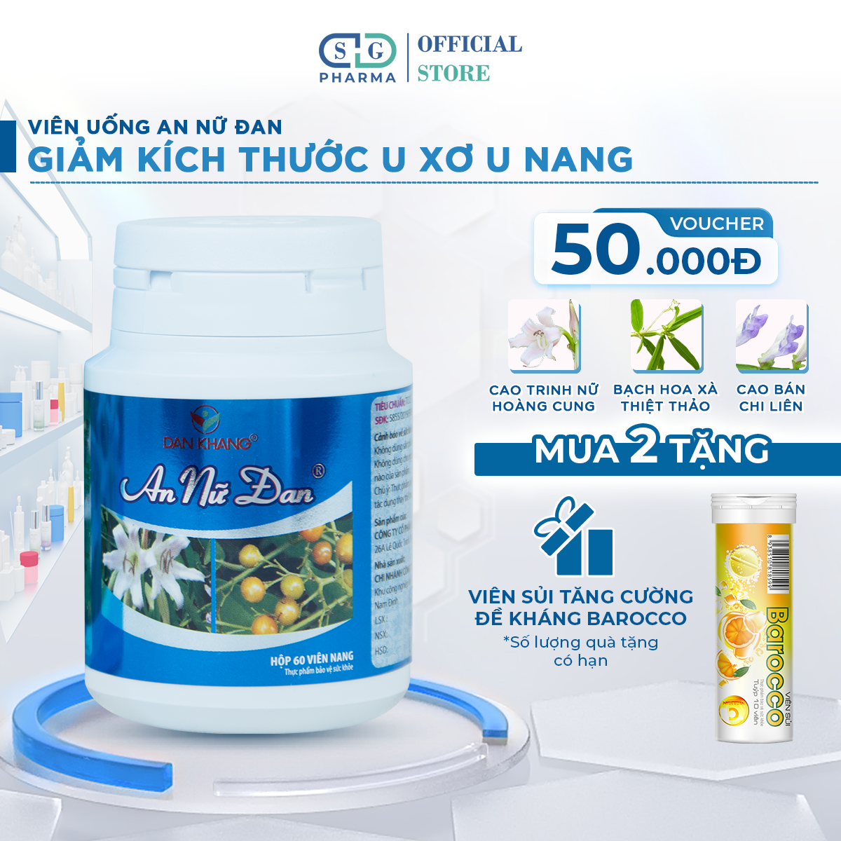 Viên uống hỗ trợ phòng ngừa và giảm kích thước u nang u xơ An Nữ Đan