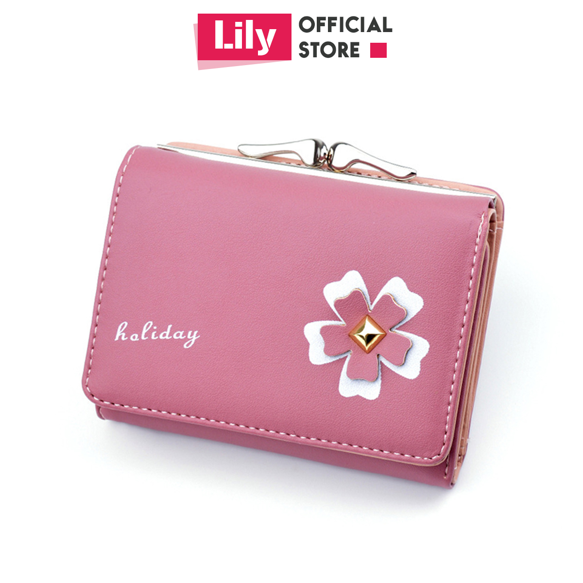 Ví nữ cầm tay mini ngắn nhỏ gọn bỏ túi nhiều ngăn thời trang cao cấp LILYLOVE A-08