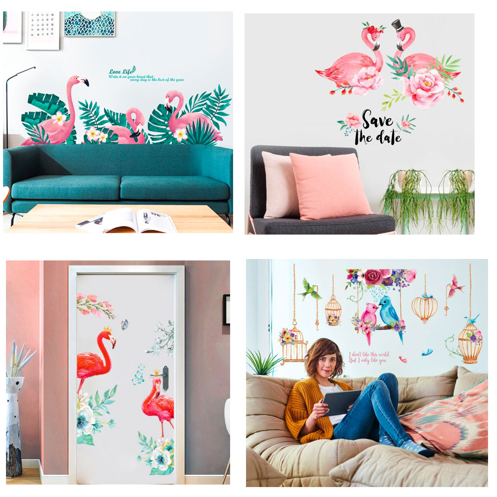 Giấy dán tường 3D mẫu chim hồng hạc  có sẵn keo bóc dán dễ dàng trên mọi bề mặt, dễ dàng thi công và tháo bỏ, phù hợp dán trên tất cả các bề mặt nhẵn, mịn Zooyoo Home Decor