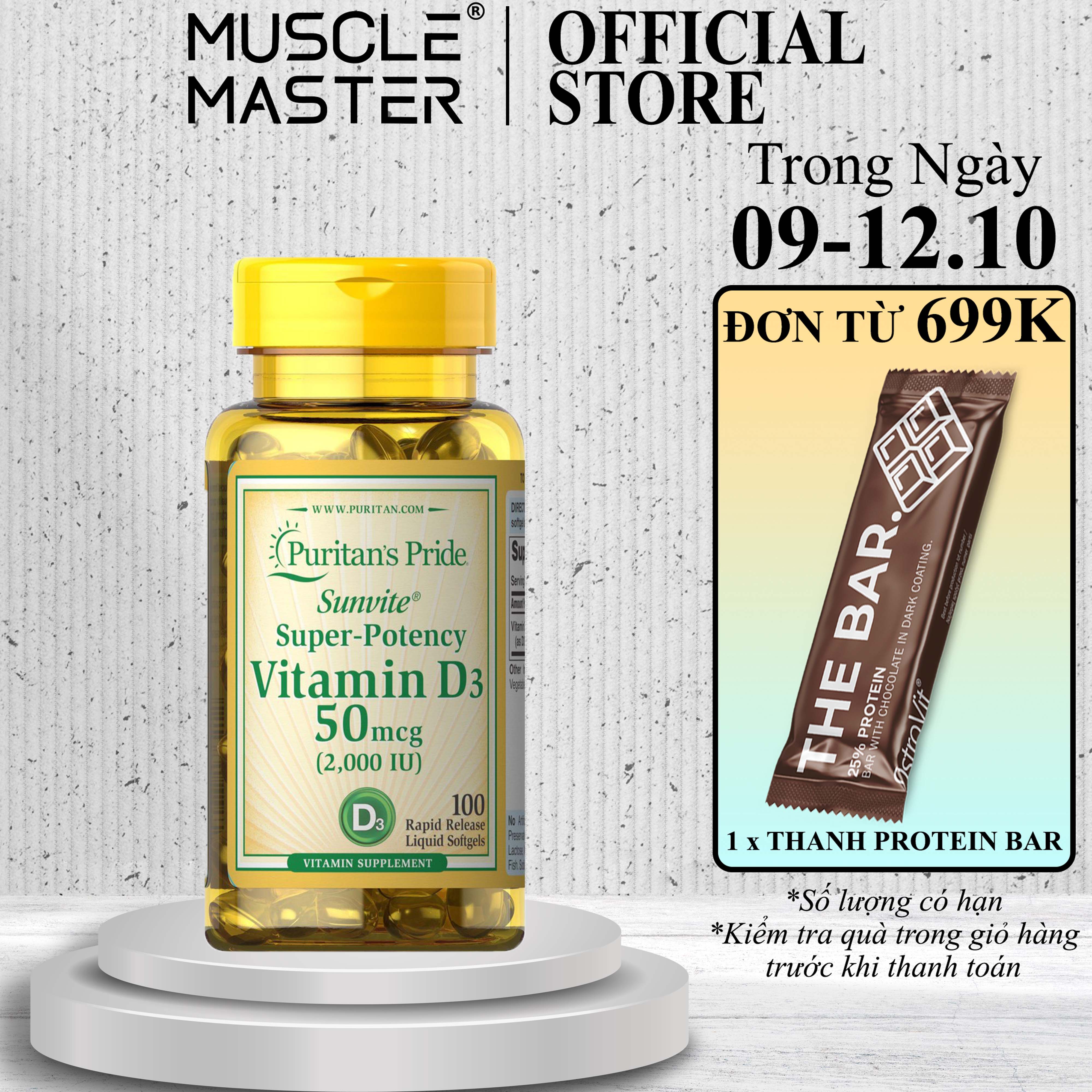 HCMViên Bổ Sung Vitamin D3 Tăng Hệ Miễn Dịch Puritans Pride Vitamin D3