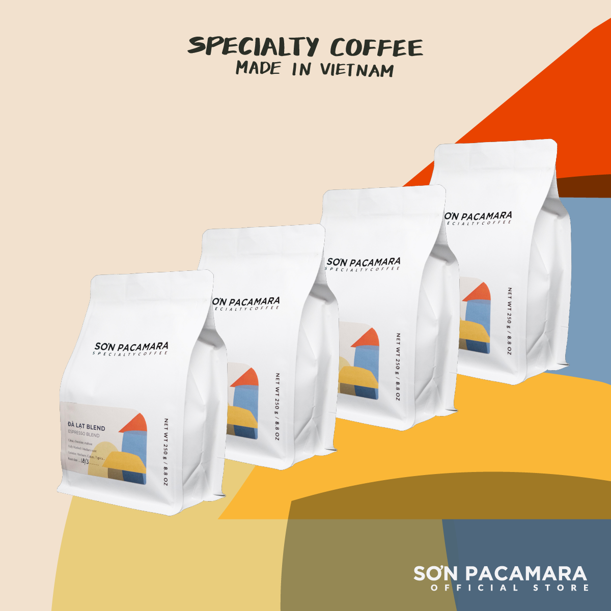 (TIẾT KIỆM 50K) Combo 1KG Gói Cà Phê Sơn Pacamara Đà Lạt Blend 250gr /500gr- Phù Hợp Pha Máy / Phin