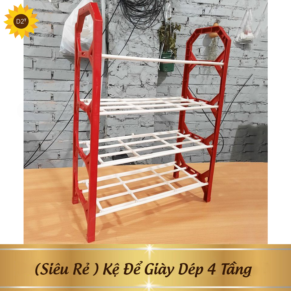 Kệ Để Giày Dép Đa Năng 4 Tầng Thông Minh Có Móc Treo Quần Áo Và Đồ Dùng Tiện Lợi, Chịu Lực Tốt, Có Kệ Để Giày Dép Tiện Lợi, Dễ Lắp Ráp Không Cần Khoan