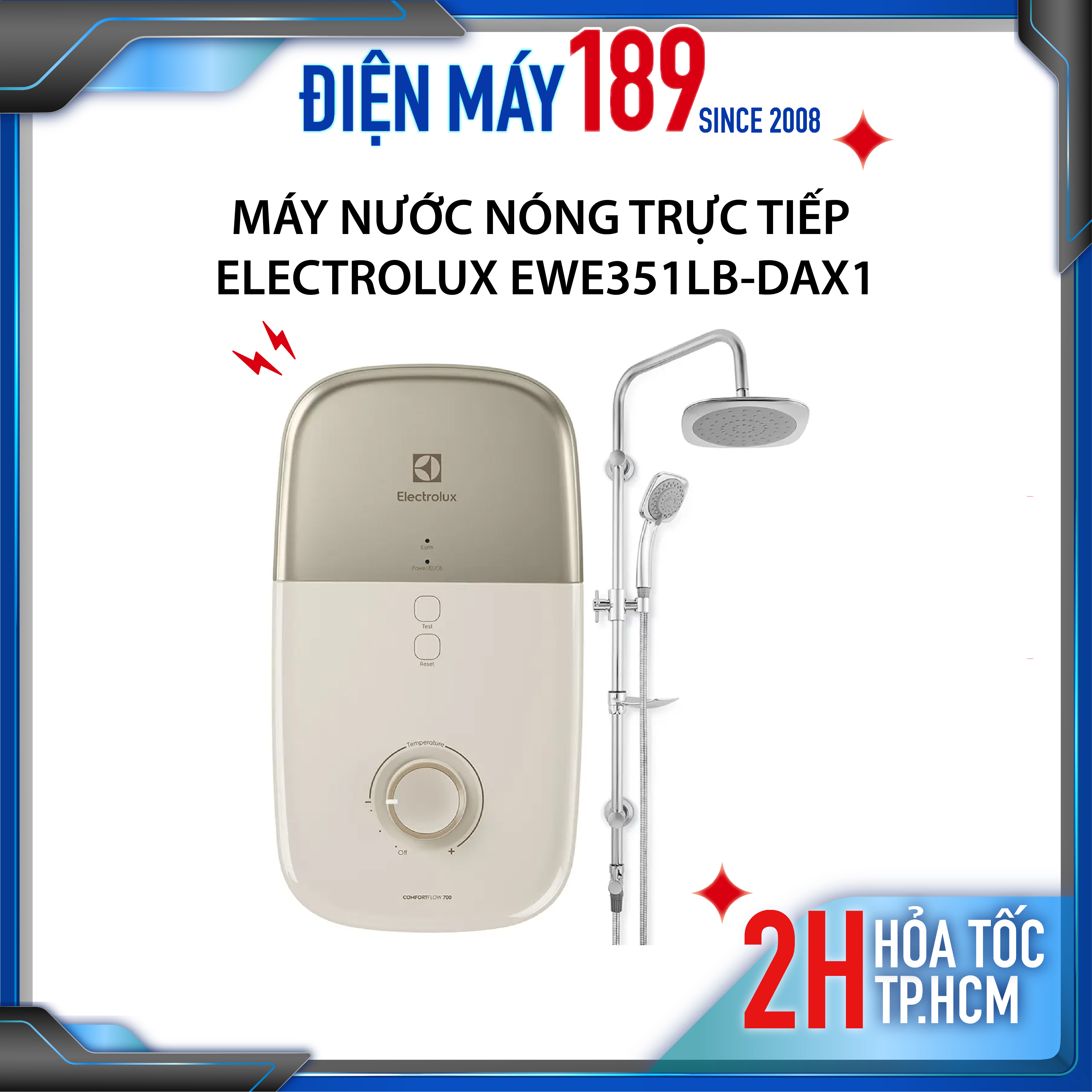 Máy nước nóng electrolux ewe351lb-dax1 - công suất 3500w - có bơm trợ lực - đèn led hiển thị - hàng chính hãng