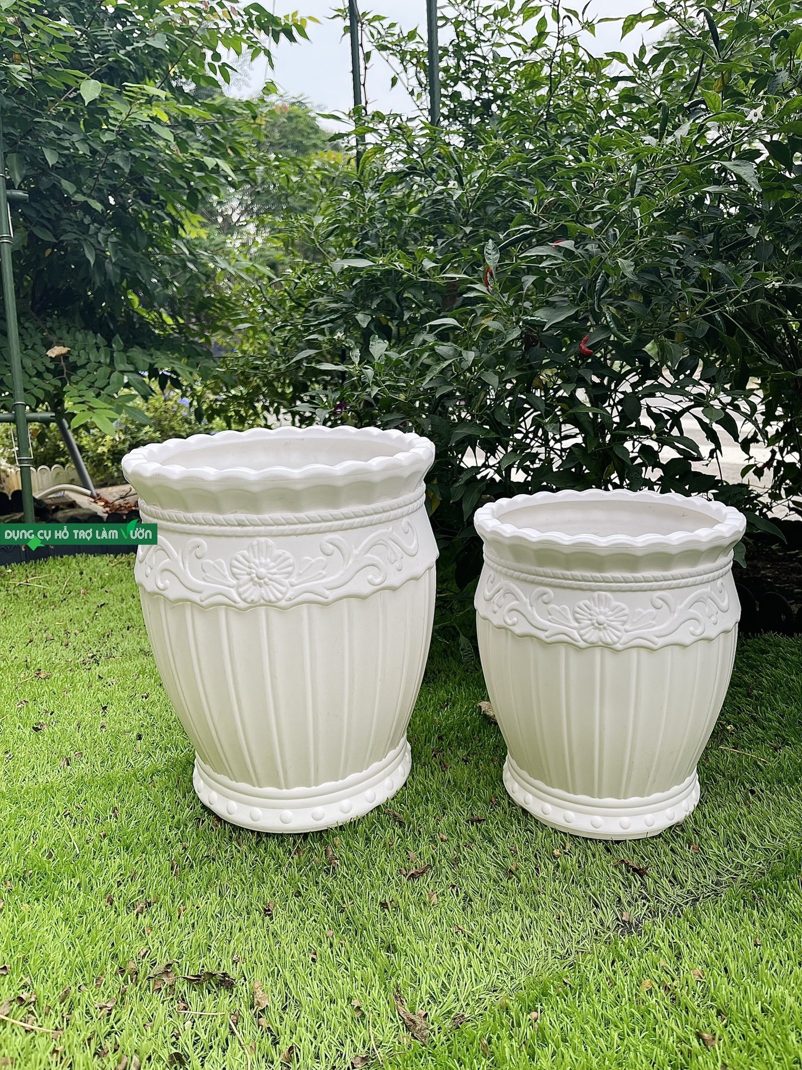 Chậu lu sọc, chậu trồng cây cảnh, chậu kiểu lu dùng để trồng hoa, cây kiểng