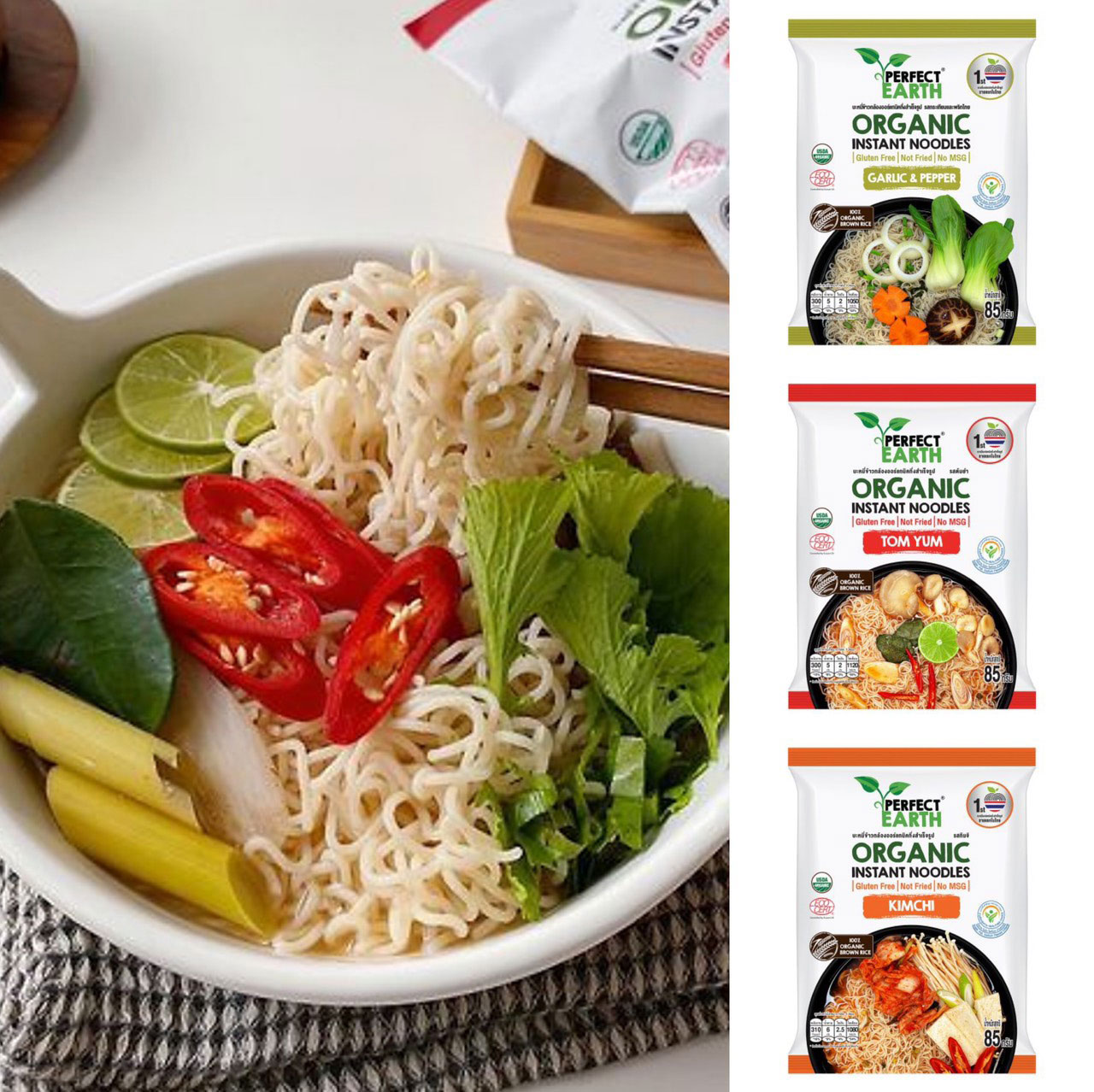 Mì ăn liền gạo lứt hữu cơ Perfect Earth 85g