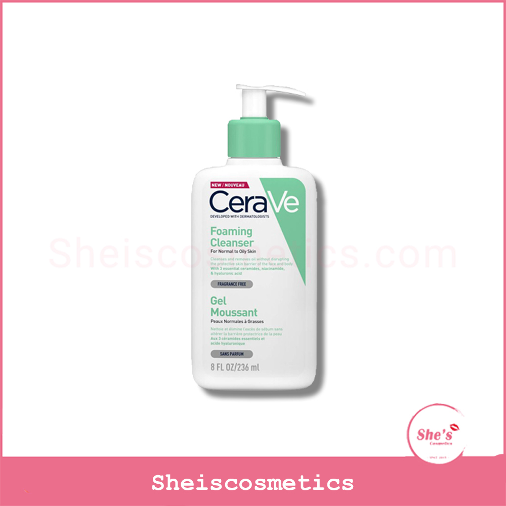 Sưã rửa mặt CeraVe Foaming Cleanser cho da dầu, da nhạy cảm (Bản Pháp)