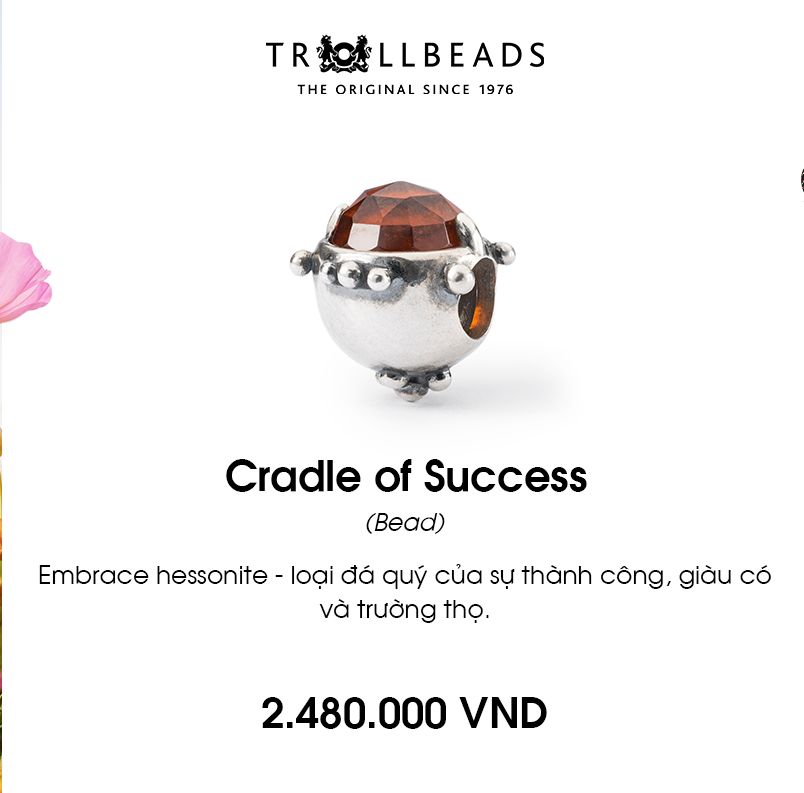Trollbeads bead bạc cao cấp cradle of success bead
