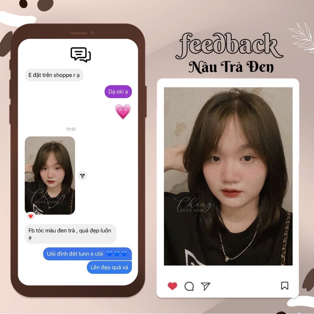 Thuốc Nhuộm Tóc Màu NÂU TRÀ ĐEN Không Tẩy